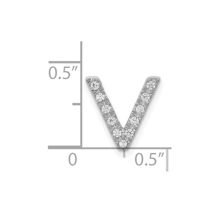 14K Weißgold Charm mit Initiale „V“ aus echten Diamanten