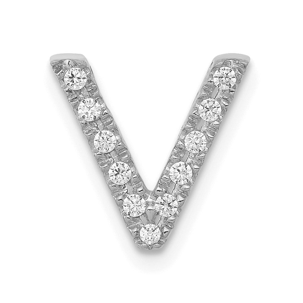 14K Weißgold Charm mit Initiale „V“ aus echten Diamanten
