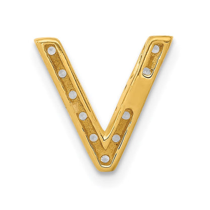 14K Gelbgold Echt Diamant Buchstabe V Initial-Charm