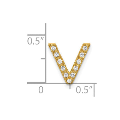 14K Gelbgold Echt Diamant Buchstabe V Initial-Charm