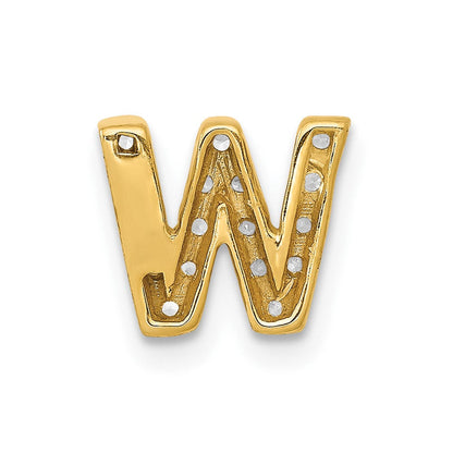 10K Gelbgold 10K Diamant Buchstabe W Initiale Charm