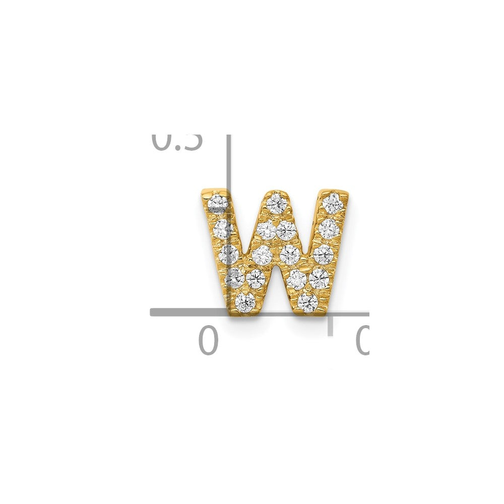 10K Gelbgold 10K Diamant Buchstabe W Initiale Charm