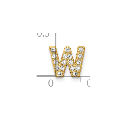 10K Gelbgold 10K Diamant Buchstabe W Initiale Charm