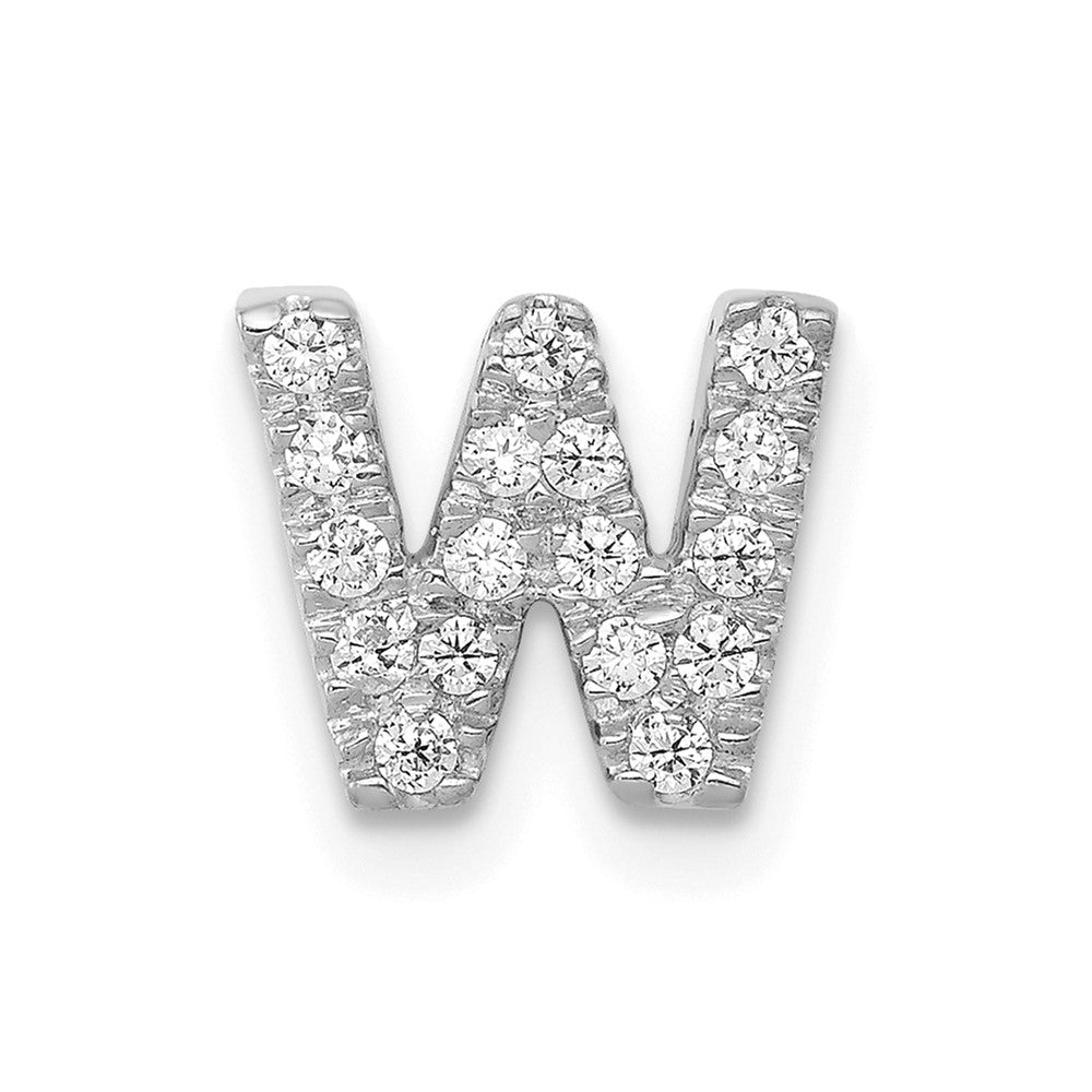 14K Weißgold Anhänger mit echtem Diamant Buchstabe „W“