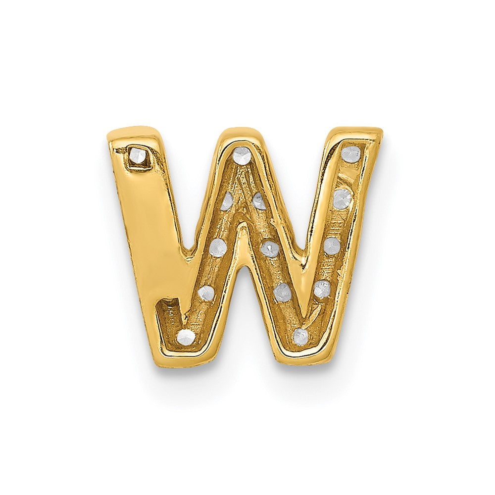 14K Gelbgold Echter Diamant Buchstabe W Initial-Charm