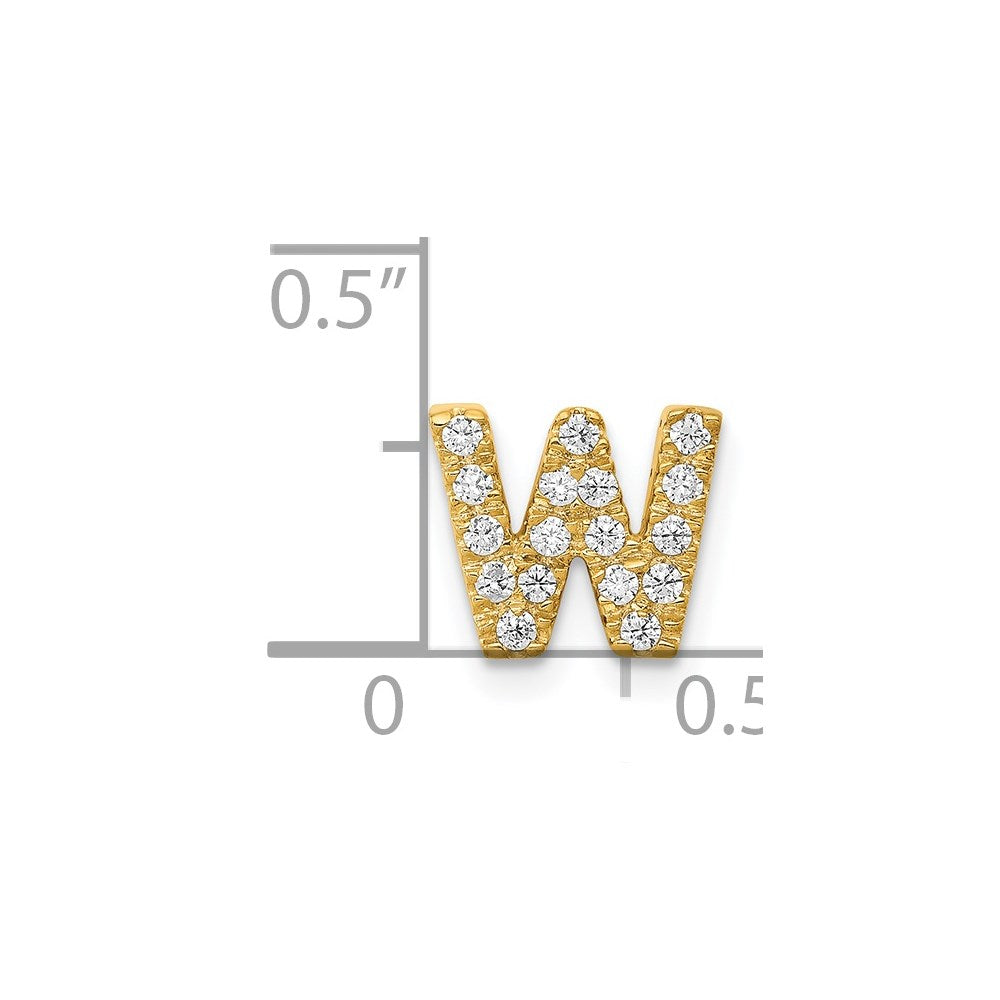14K Gelbgold Echter Diamant Buchstabe W Initial-Charm