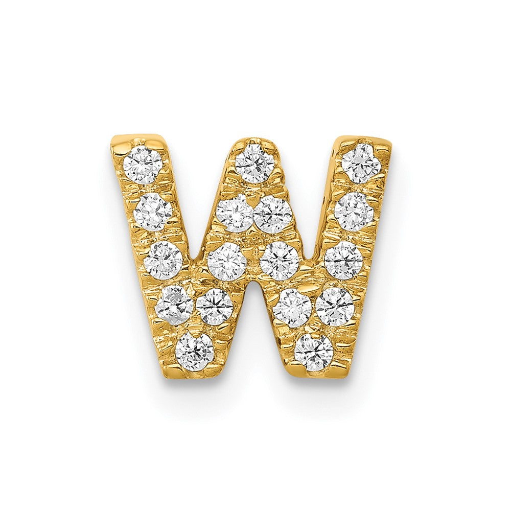 14K Gelbgold Echter Diamant Buchstabe W Initial-Charm