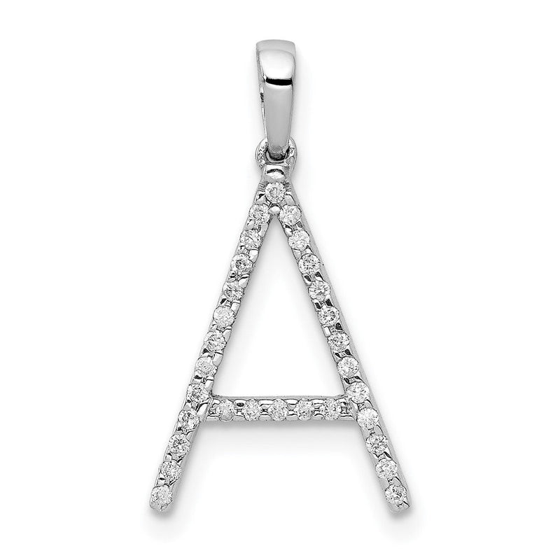 14K Weißgold Anhänger mit echtem Diamant-Buchstaben „A“