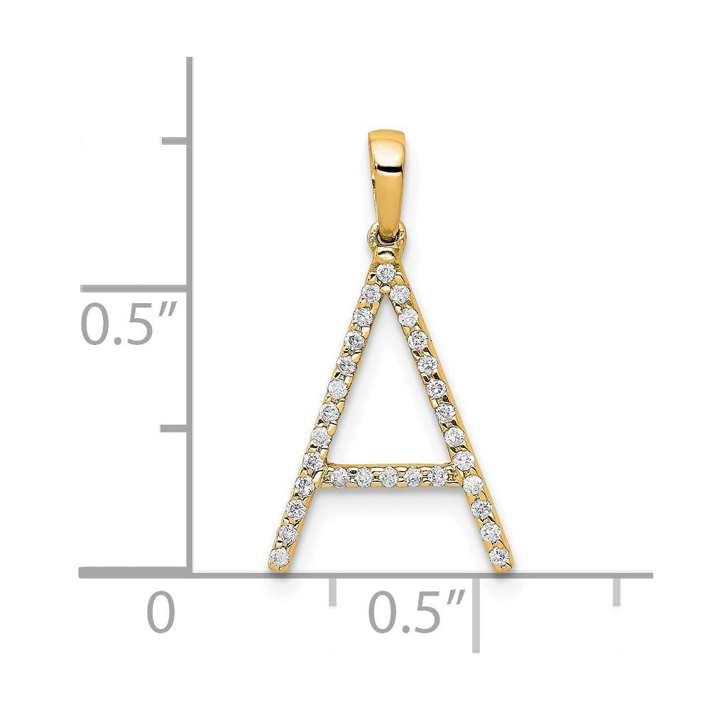 14K Gelbgold Initial-Anhänger mit echtem Diamant, Buchstabe A