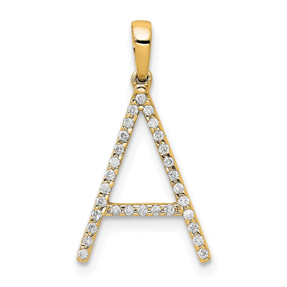 14K Gelbgold Initial-Anhänger mit echtem Diamant, Buchstabe A