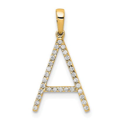 14K Gelbgold Initial-Anhänger mit echtem Diamant, Buchstabe A