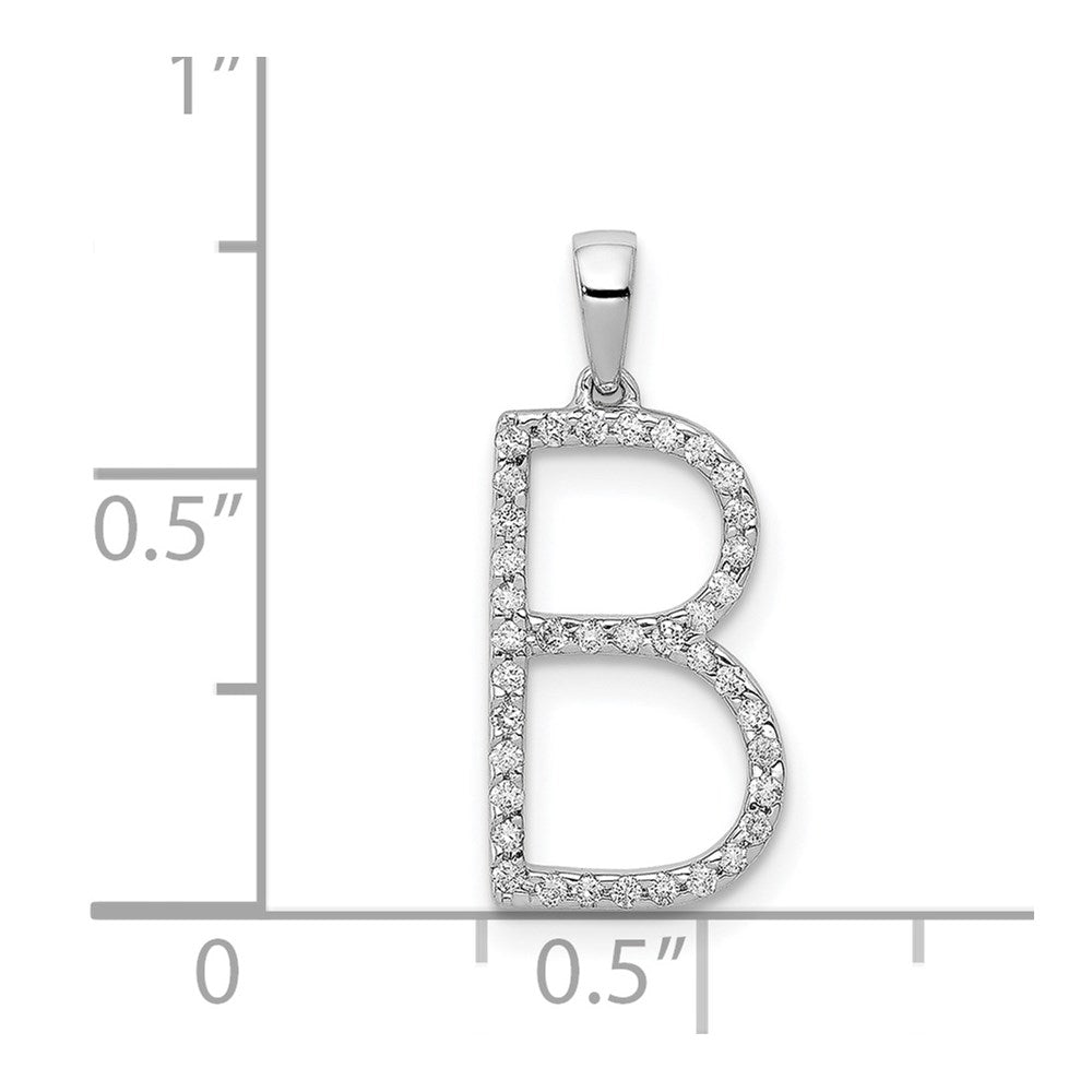14K Weißgold Echter Diamant Buchstabe-B-Anhänger