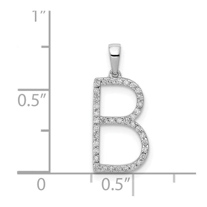 14K Weißgold Echter Diamant Buchstabe-B-Anhänger