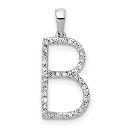 14K Weißgold Echter Diamant Buchstabe-B-Anhänger