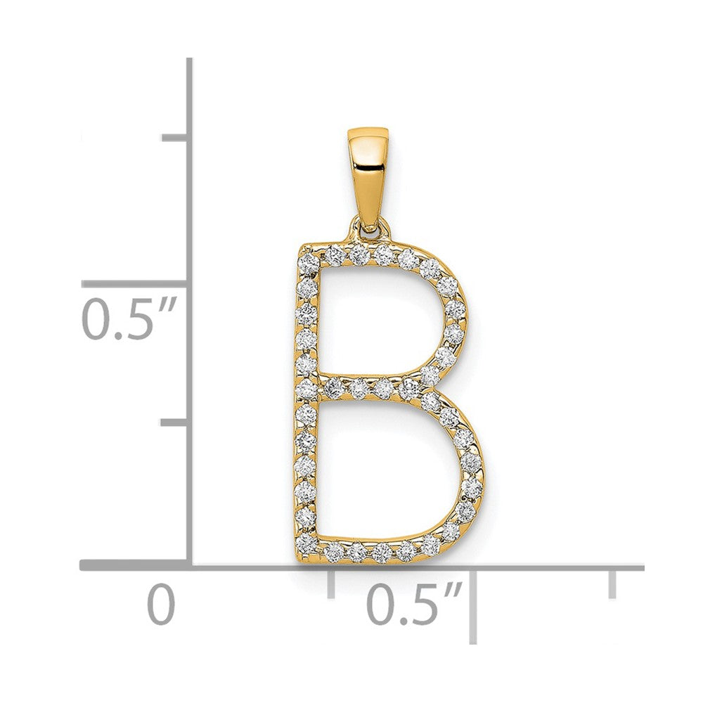 14K Gelbgold Anhänger mit echtem Diamant-Buchstaben „B“