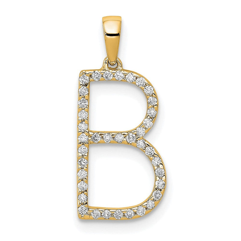 14K Gelbgold Anhänger mit echtem Diamant-Buchstaben „B“