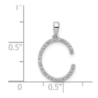 14K Weißgold Anhänger mit echtem Diamant-Buchstaben "C