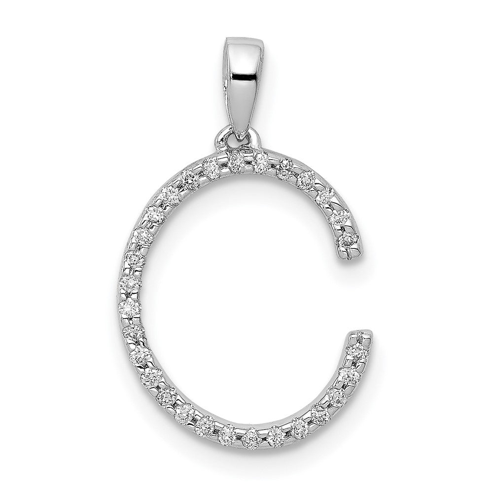 14K Weißgold Anhänger mit echtem Diamant-Buchstaben "C