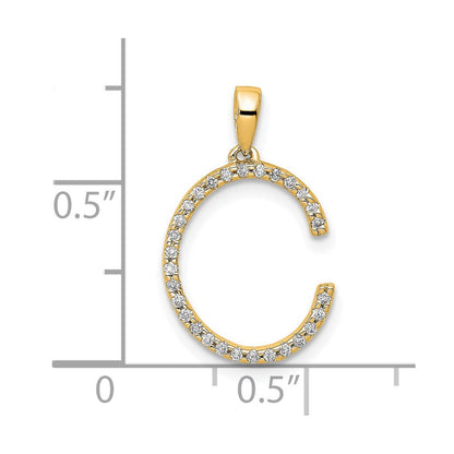 Initial-Anhänger Buchstabe C mit echtem Diamant aus 14K Gelbgold