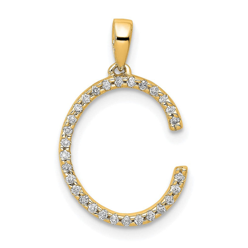 Initial-Anhänger Buchstabe C mit echtem Diamant aus 14K Gelbgold