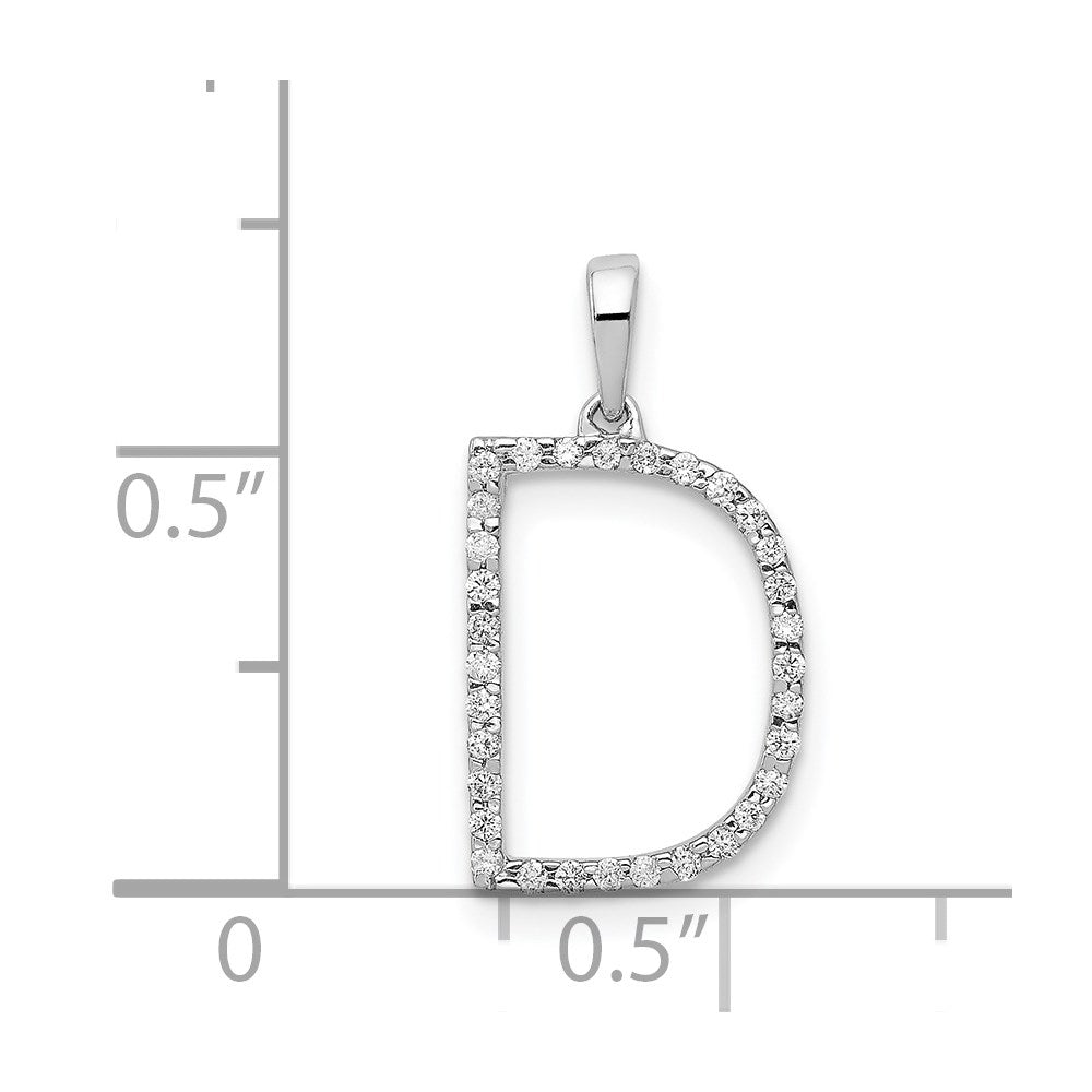 14K Weißgold Anhänger mit echtem Diamant-Buchstaben D