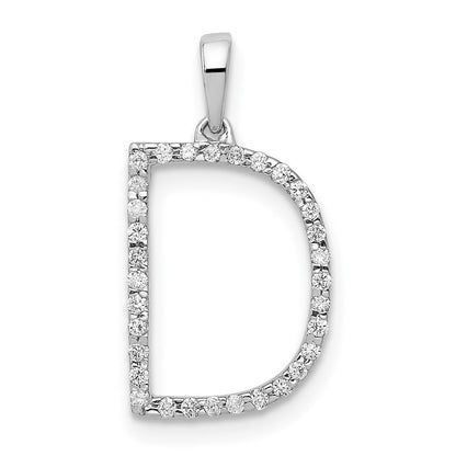 14K Weißgold Anhänger mit echtem Diamant-Buchstaben D