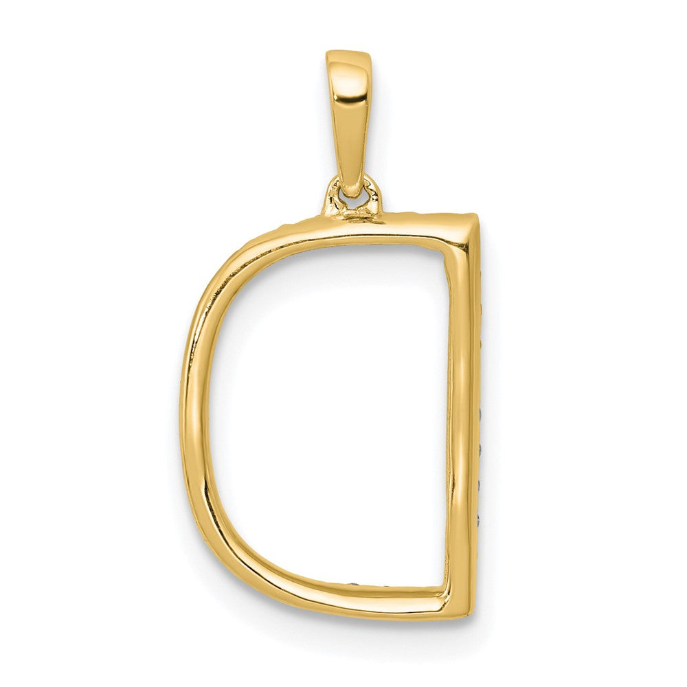 14K Gelbgold Initial-Anhänger Buchstabe D mit echtem Diamant
