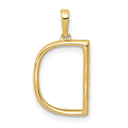 14K Gelbgold Initial-Anhänger Buchstabe D mit echtem Diamant