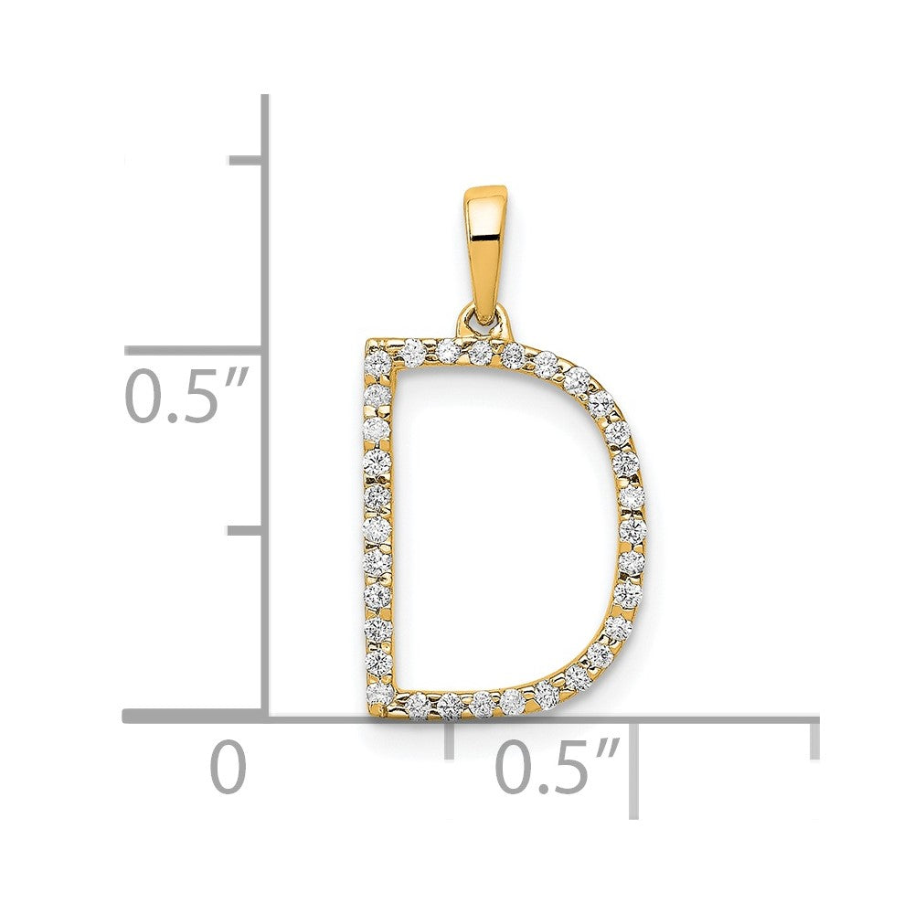 14K Gelbgold Initial-Anhänger Buchstabe D mit echtem Diamant
