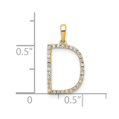 14K Gelbgold Initial-Anhänger Buchstabe D mit echtem Diamant