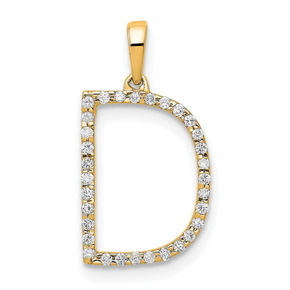 14K Gelbgold Initial-Anhänger Buchstabe D mit echtem Diamant