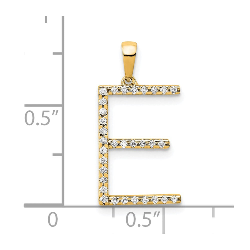14K Gelbgold Anhänger mit echtem Diamant, Buchstabe E