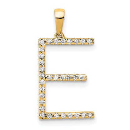 14K Gelbgold Anhänger mit echtem Diamant, Buchstabe E