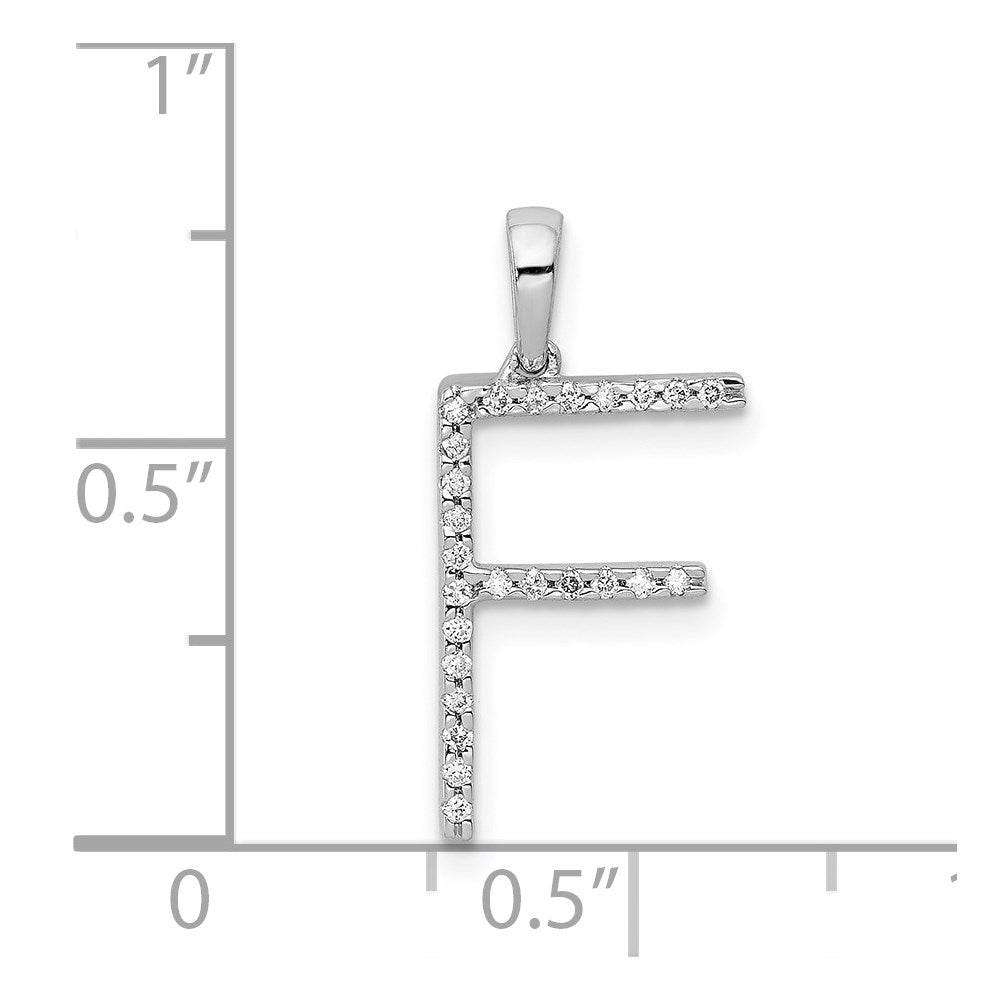 14K Weißgold Anhänger mit echtem Diamant-Initial-Buchstaben "F