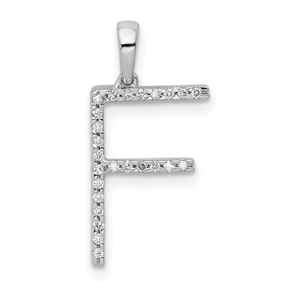 14K Weißgold Anhänger mit echtem Diamant-Initial-Buchstaben "F