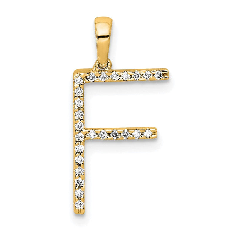 14K Gelbgold Anhänger mit echtem Diamant-Buchstaben „F