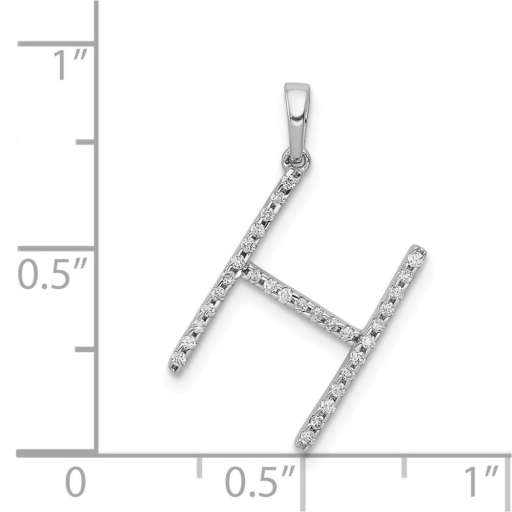 14K Weißgold Anhänger mit Initiale „H" aus echten Diamanten