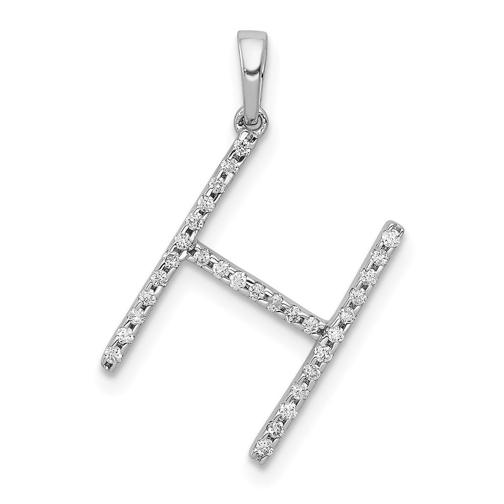 14K Weißgold Anhänger mit Initiale „H" aus echten Diamanten