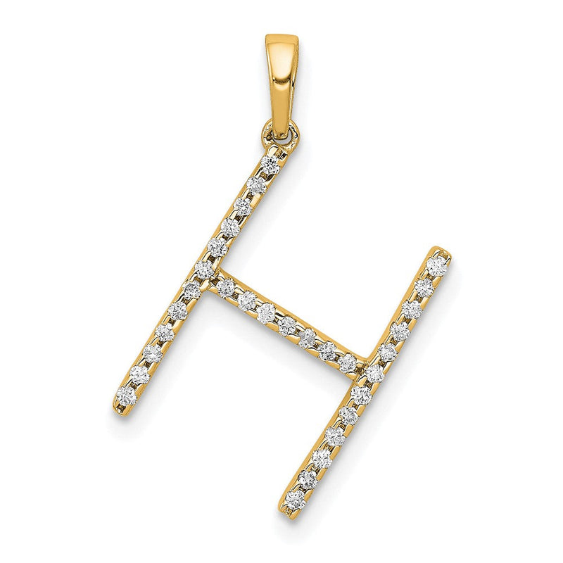 14K Gelbgold Anhänger Buchstabe H mit echtem Diamant