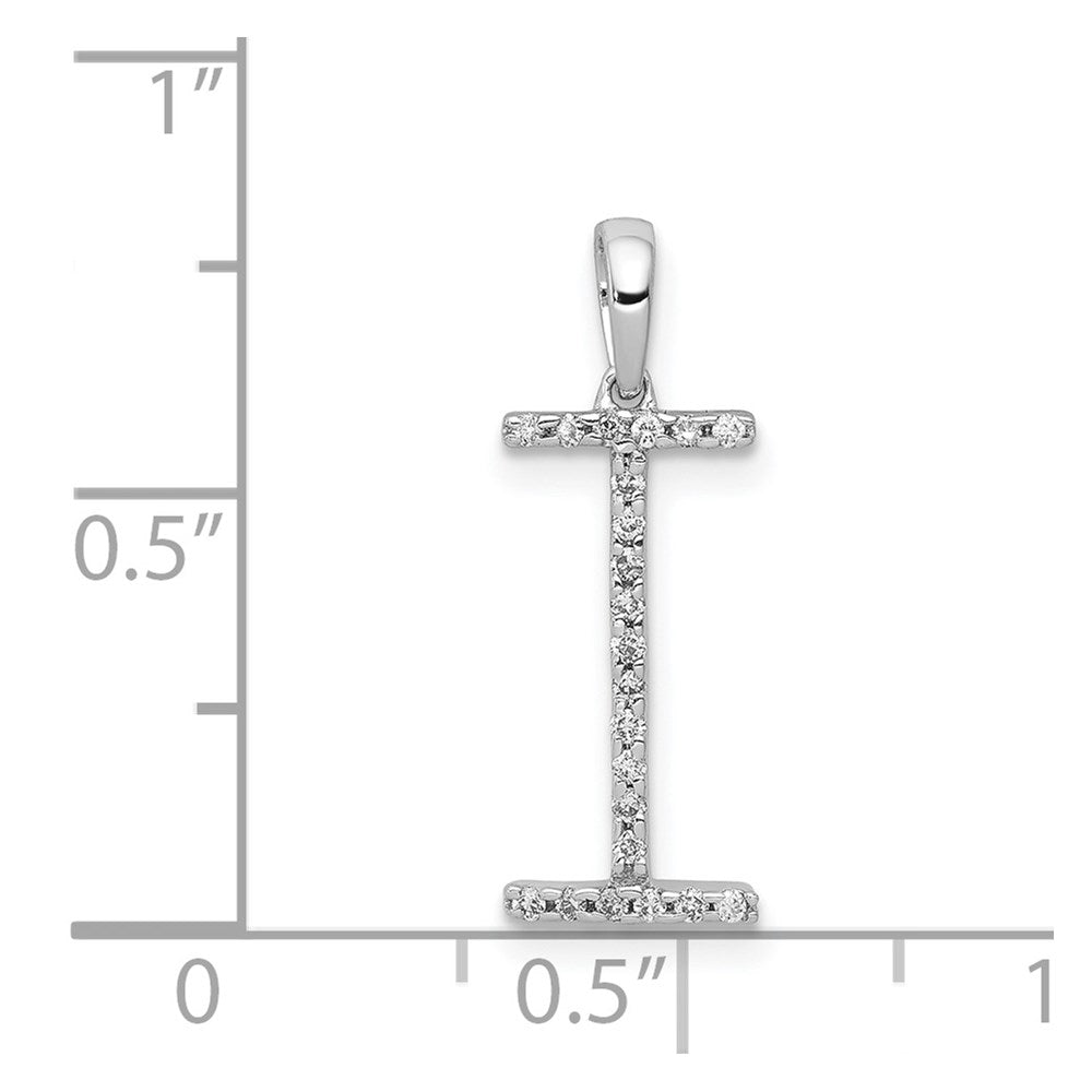 14K Weißgold Anhänger mit echtem Diamant-Buchstaben "I