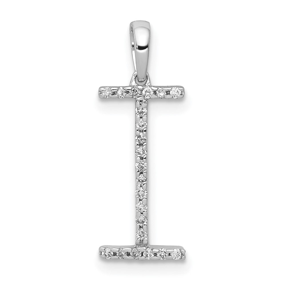14K Weißgold Anhänger mit echtem Diamant-Buchstaben "I