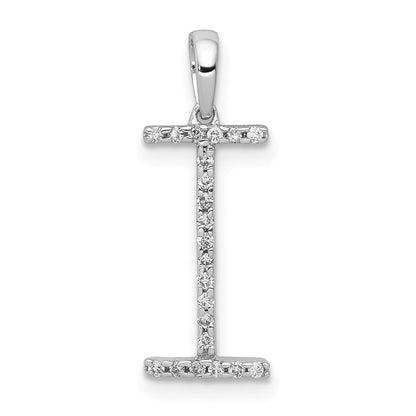 14K Weißgold Anhänger mit echtem Diamant-Buchstaben "I