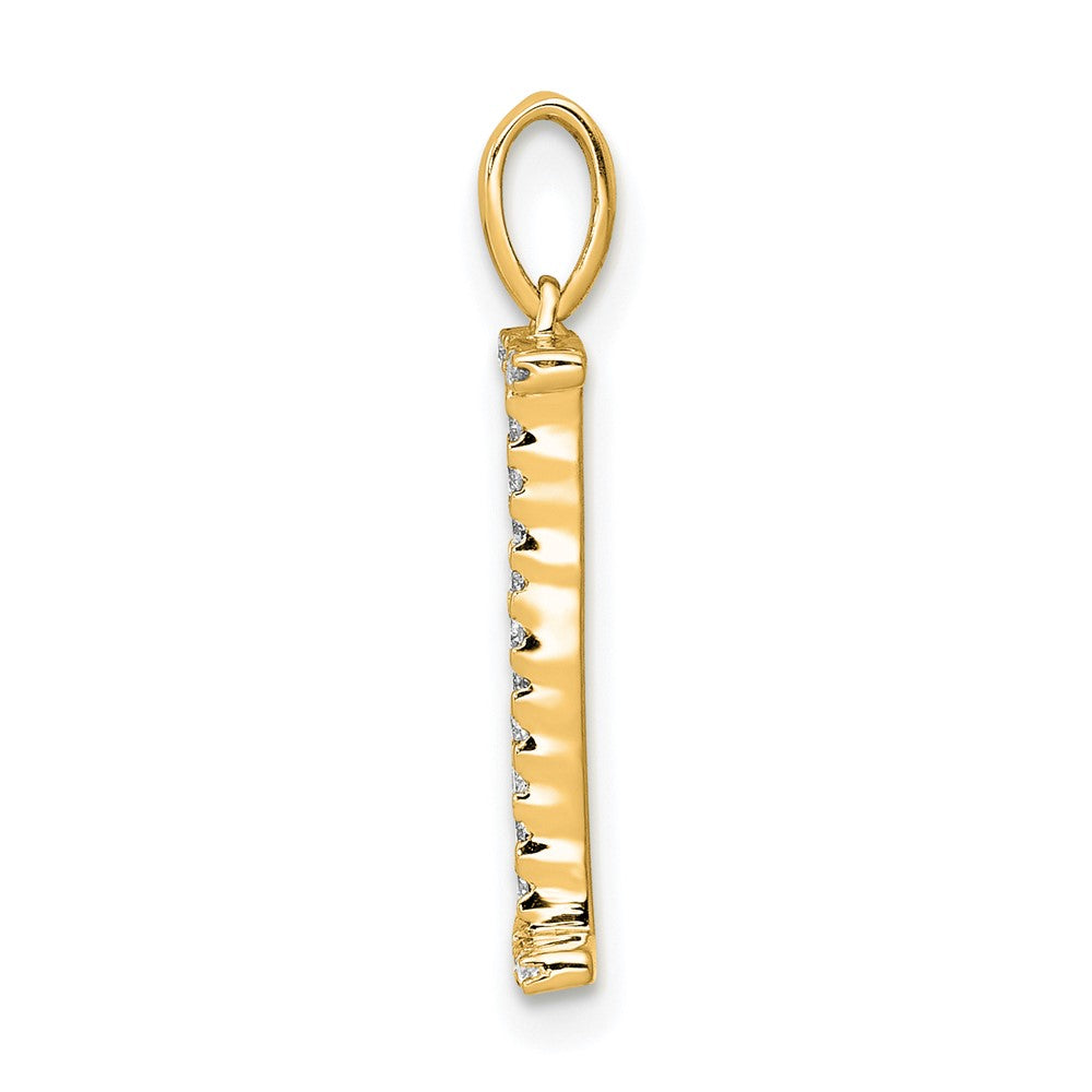 14K Gelbgold Echter Diamant Buchstabe I Initial-Anhänger