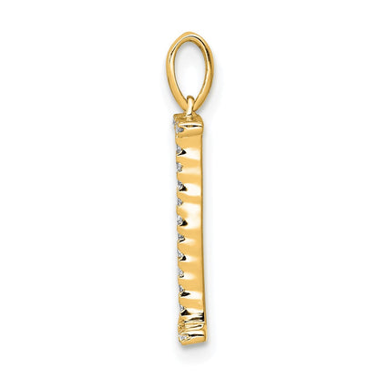 14K Gelbgold Echter Diamant Buchstabe I Initial-Anhänger