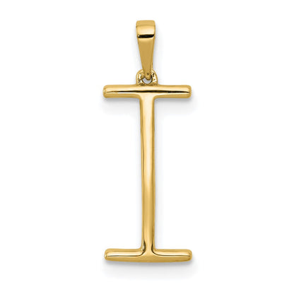 14K Gelbgold Echter Diamant Buchstabe I Initial-Anhänger