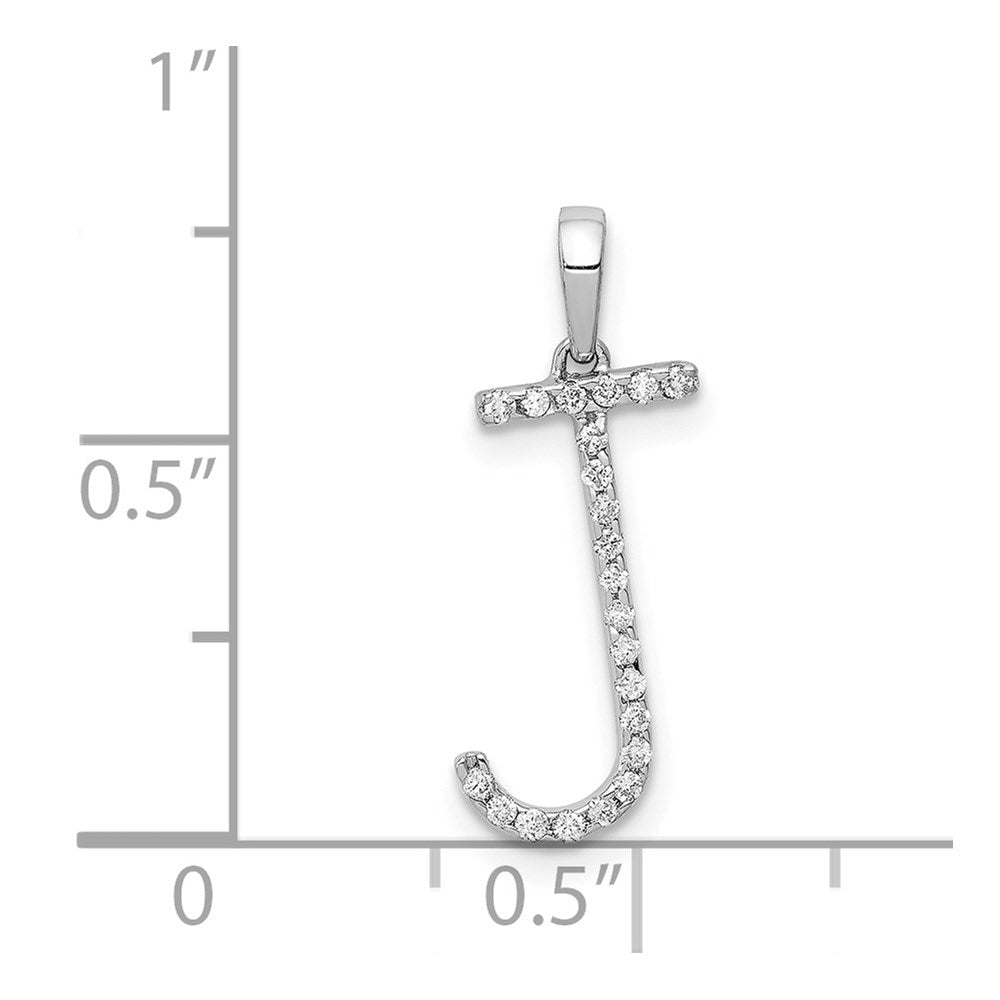 14K Weißgold Anhänger mit echtem Diamant, Buchstabe J