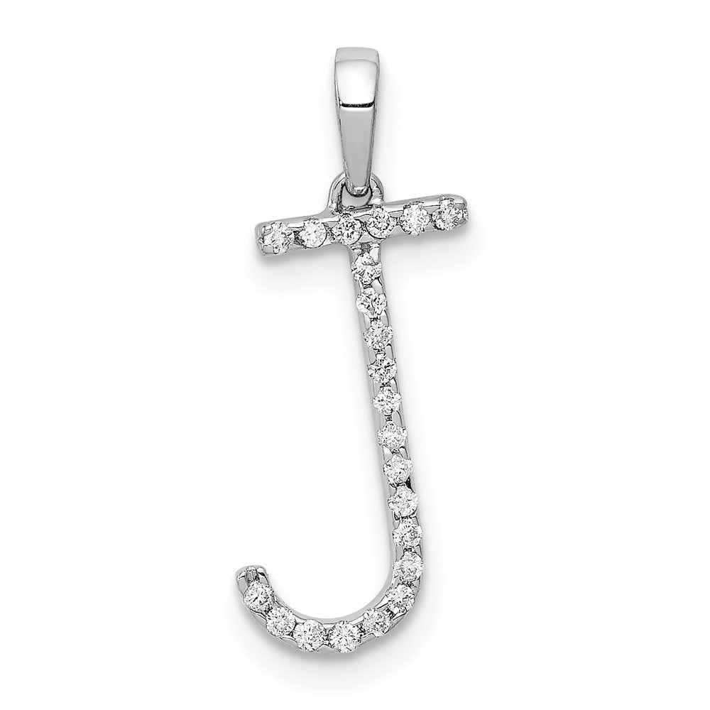 14K Weißgold Anhänger mit echtem Diamant, Buchstabe J