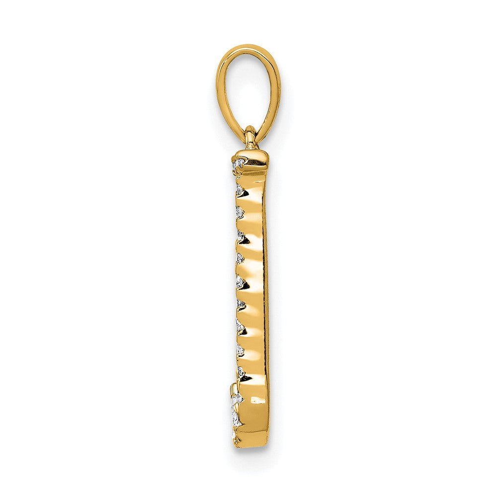 14K Gelbgold Echter Diamant Buchstabe J Initial-Anhänger