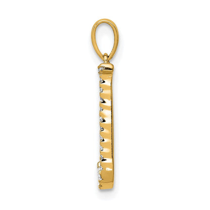 14K Gelbgold Echter Diamant Buchstabe J Initial-Anhänger