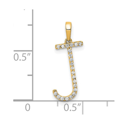 14K Gelbgold Echter Diamant Buchstabe J Initial-Anhänger